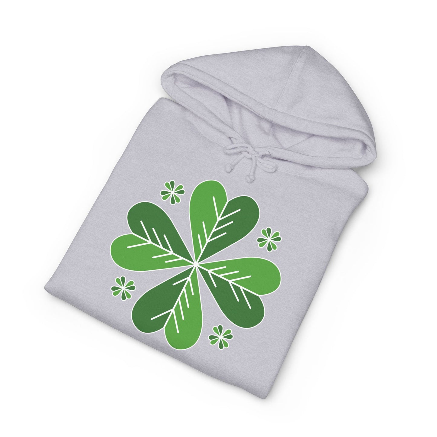 St. Patrick’s Day Clover Hoodie — Green Four-Leaf Shamrock Design