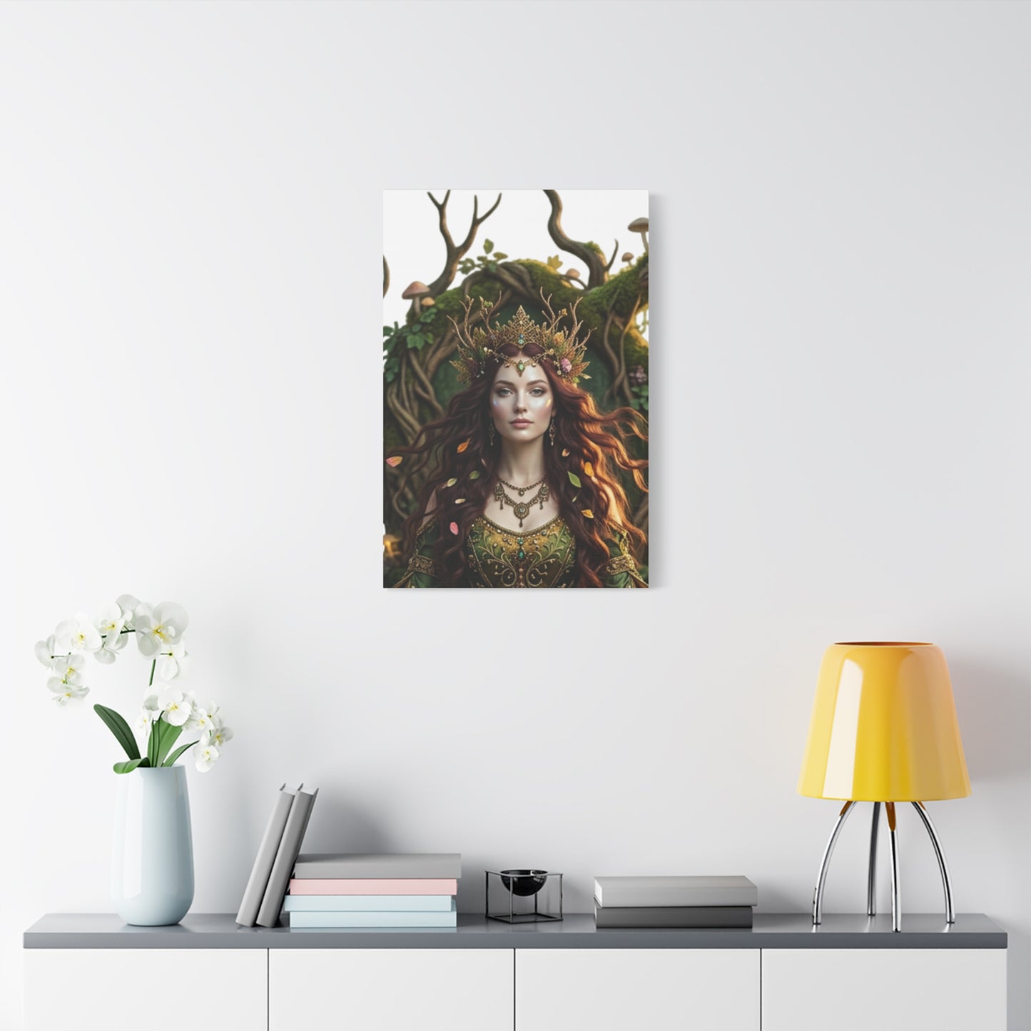 Forest Goddess Canvas Print – Ethereal Redhead Portrait Matte Stretched Wall Art