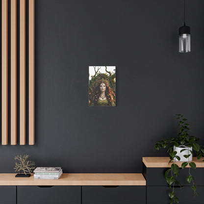 Forest Goddess Canvas Print – Ethereal Redhead Portrait Matte Stretched Wall Art