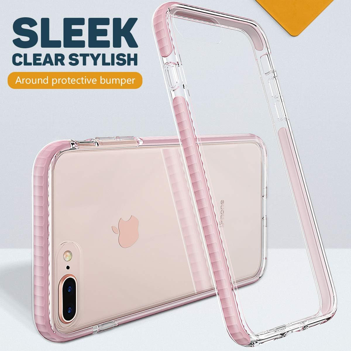 Compatible with Iphone 8 plus Case Compatible with Iphone 7 plus Case Clear Shield Heavy Duty Anti-Yellow Anti-Scratch Shockproof Cover (Pink)