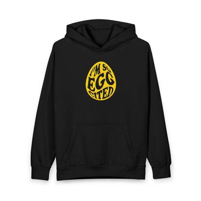Easter 'I'm So Egg-cited' Hoodie — Cute Yellow Egg Graphic Pullover