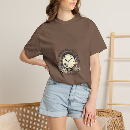 Keep Going Clock Graphic T-Shirt — Inspirational Quote Tee