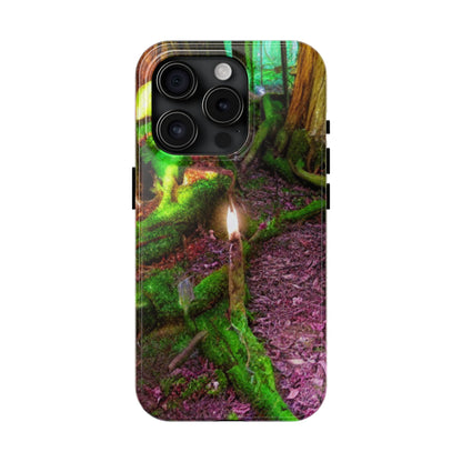 Forest Moss Candle Phone Case — Enchanted Woodland Tough Phone Case