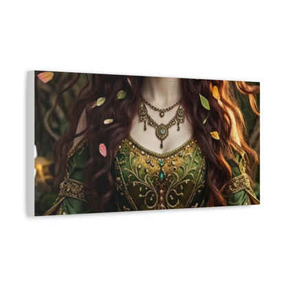 Forest Goddess Canvas Print – Ethereal Redhead Portrait Matte Stretched Wall Art