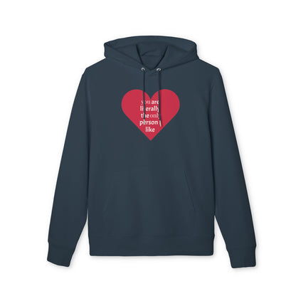 Heart Graphic Hoodie — "I’m an incredibly nice person I like" Casual Valentine Pullover