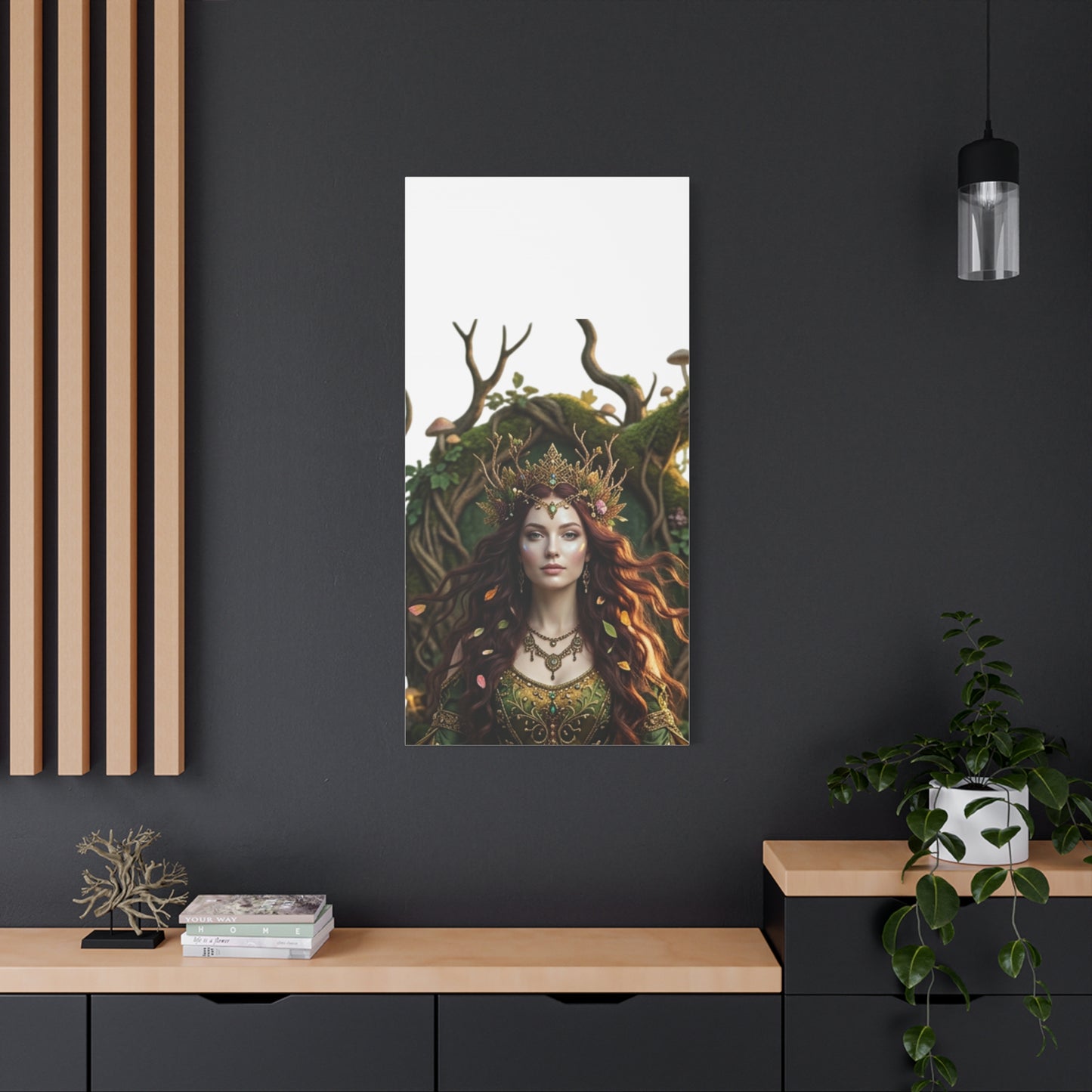 Forest Goddess Canvas Print – Ethereal Redhead Portrait Matte Stretched Wall Art