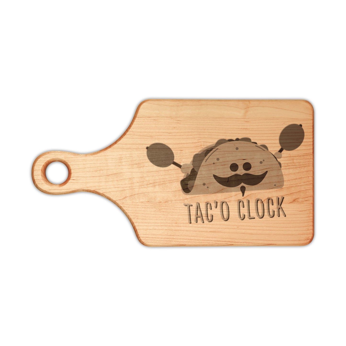 Taco Clock Engraved Wooden Cutting Board
