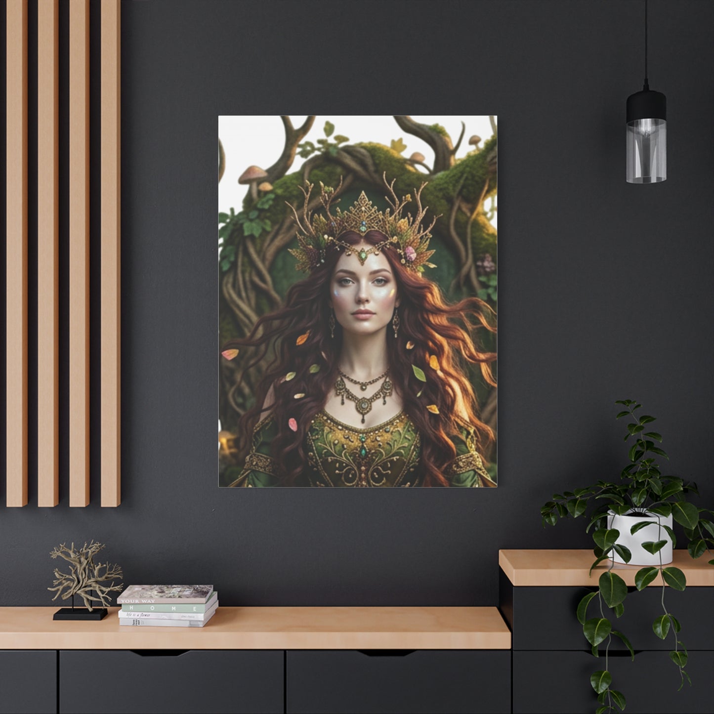 Forest Goddess Canvas Print – Ethereal Redhead Portrait Matte Stretched Wall Art