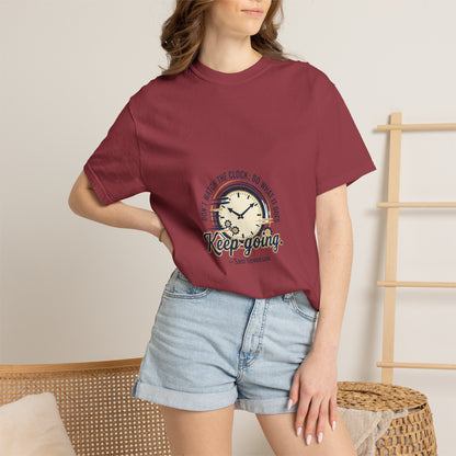 Keep Going Clock Graphic T-Shirt — Inspirational Quote Tee