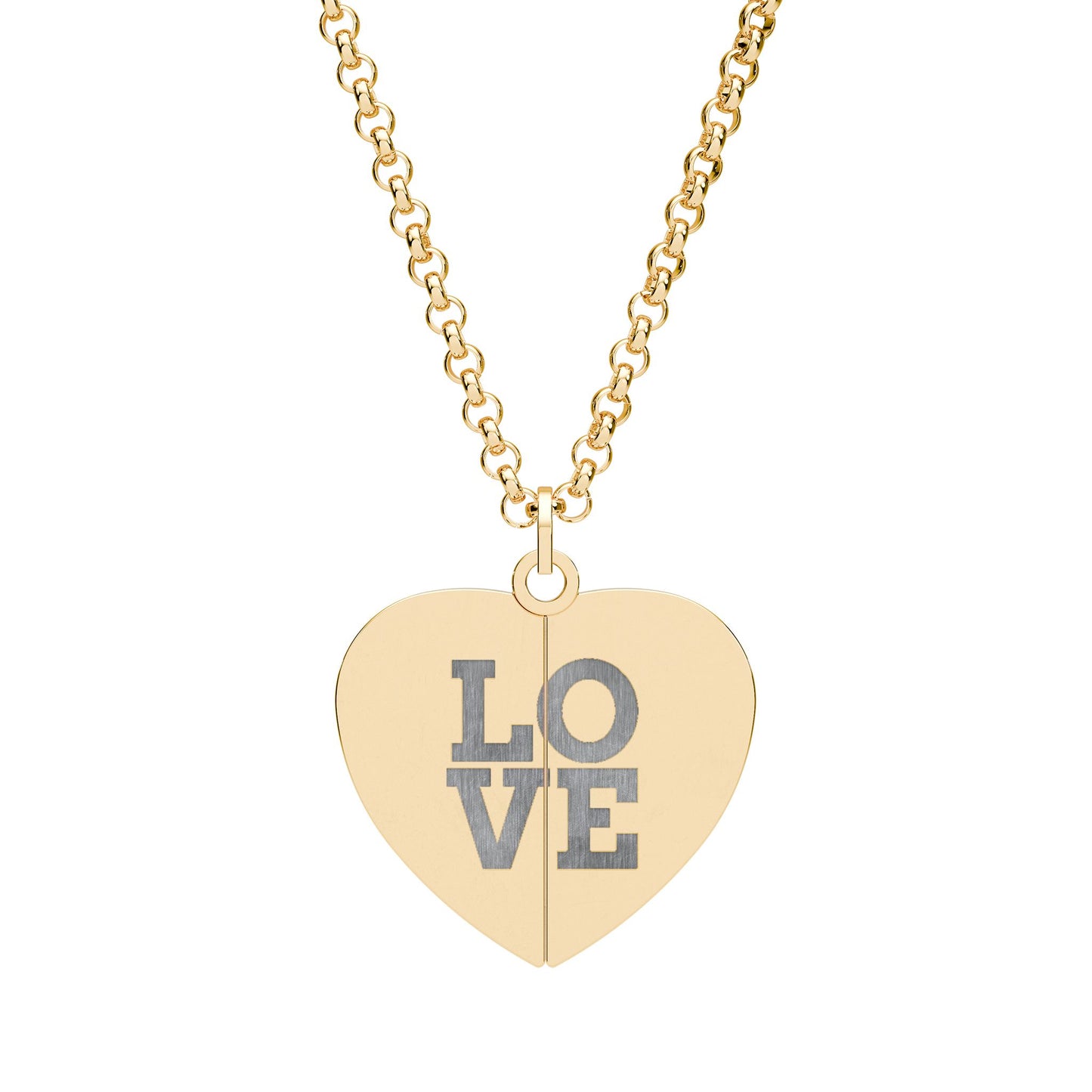 Engraved Hidden Message Heart Necklace — Split 'LOVE' Locket with Secret Disc