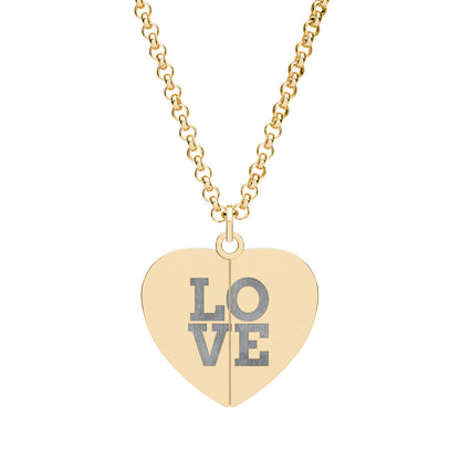 Engraved Hidden Message Heart Necklace — Split 'LOVE' Locket with Secret Disc