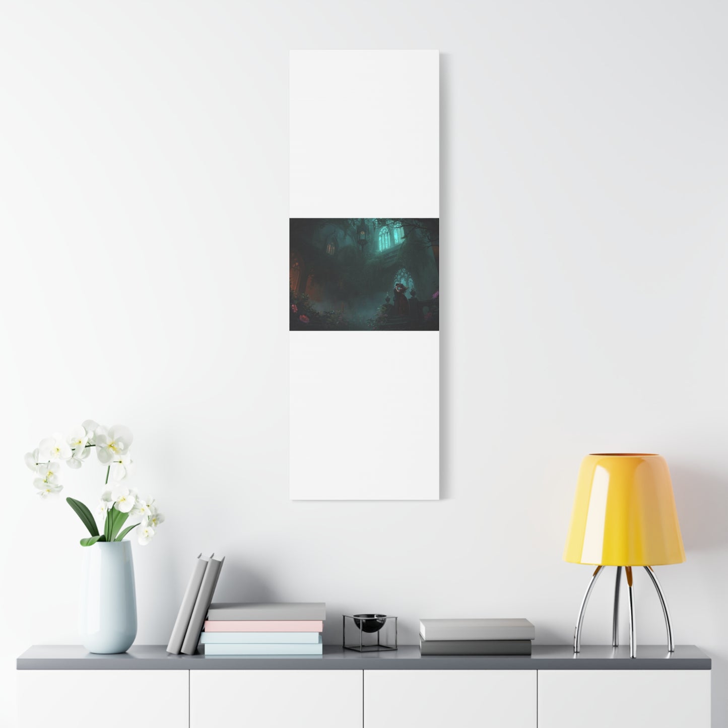 Gothic Romance Matte Canvas Wall Art — Enchanted Ruins with Lovers