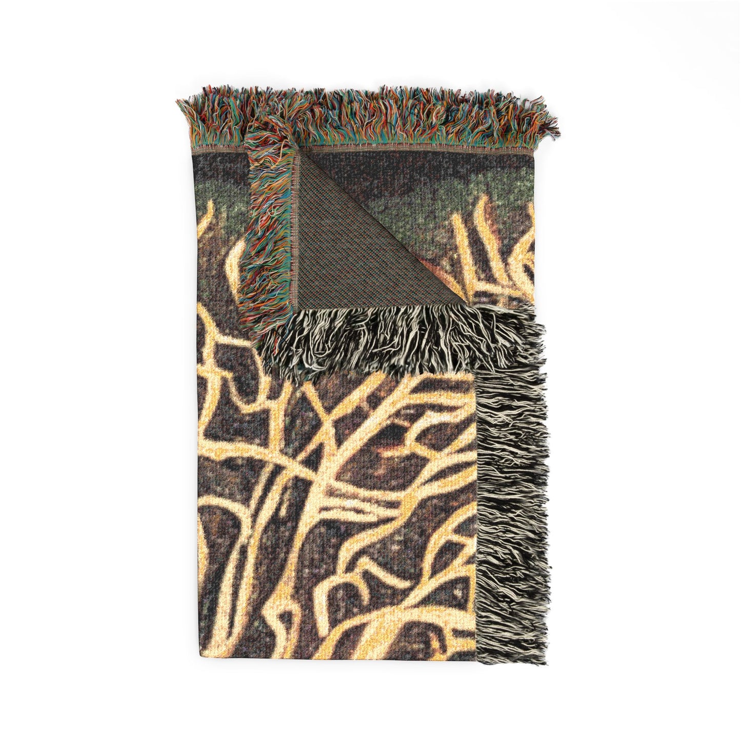 Woven Blanket: Golden Tree of Life Throw (Bohemian Decorative Tapestry Blanket)