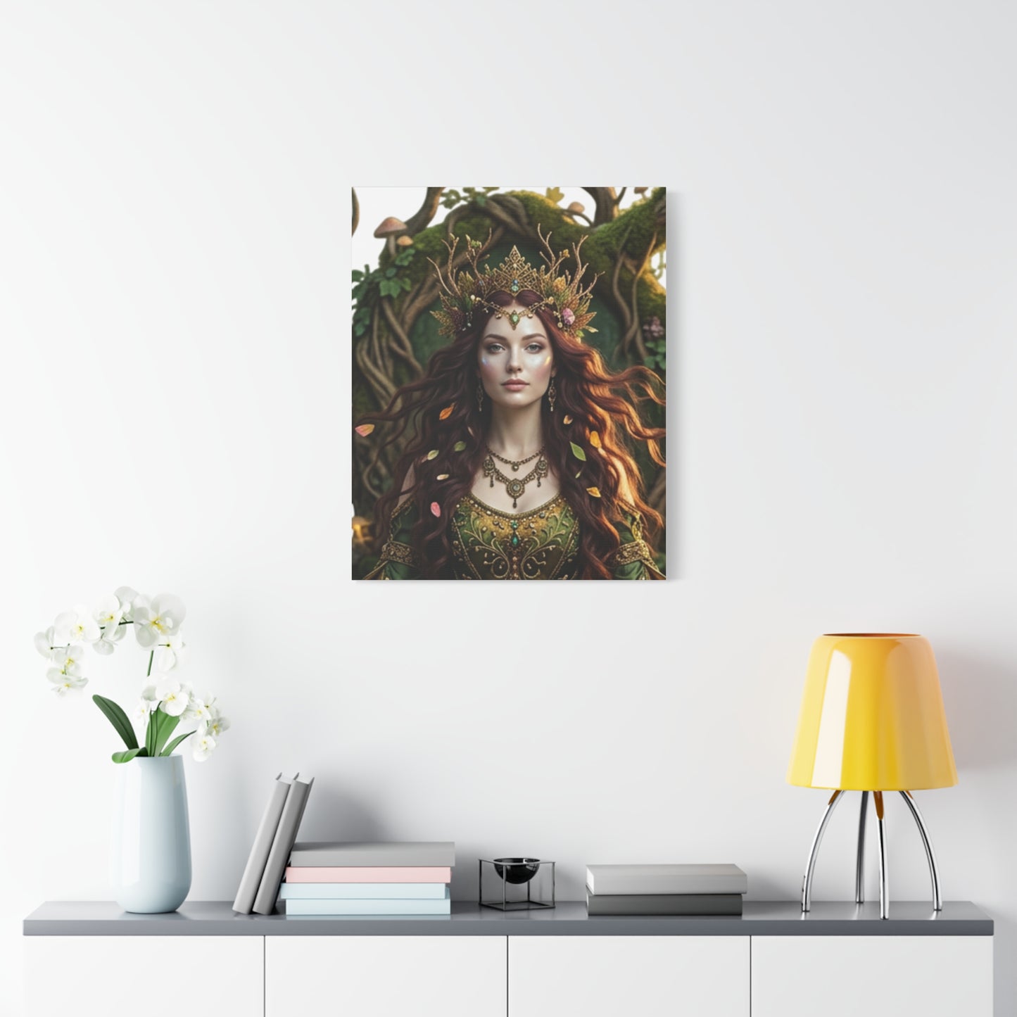 Forest Goddess Canvas Print – Ethereal Redhead Portrait Matte Stretched Wall Art