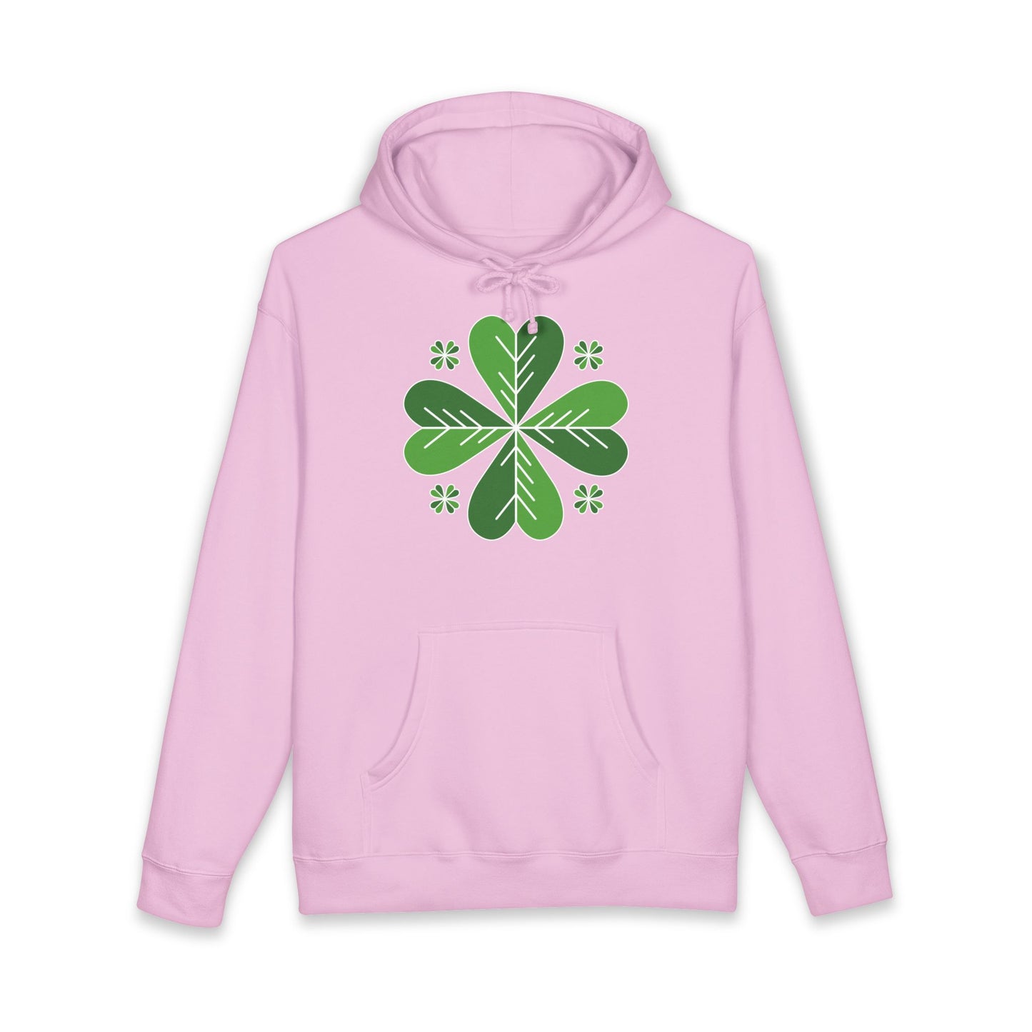St. Patrick’s Day Clover Hoodie — Green Four-Leaf Shamrock Design