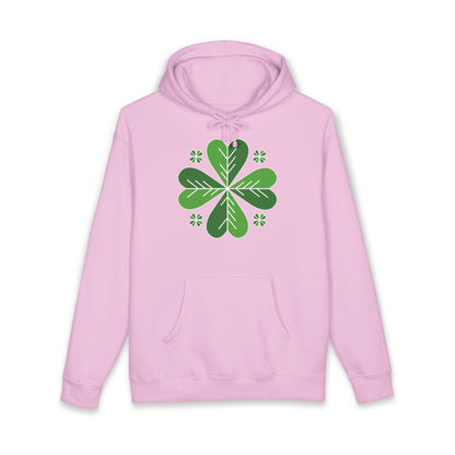 St. Patrick’s Day Clover Hoodie — Green Four-Leaf Shamrock Design