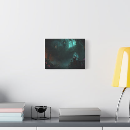 Gothic Romance Matte Canvas Wall Art — Enchanted Ruins with Lovers