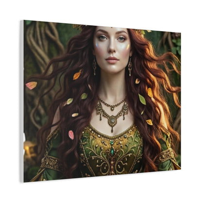 Forest Goddess Canvas Print – Ethereal Redhead Portrait Matte Stretched Wall Art
