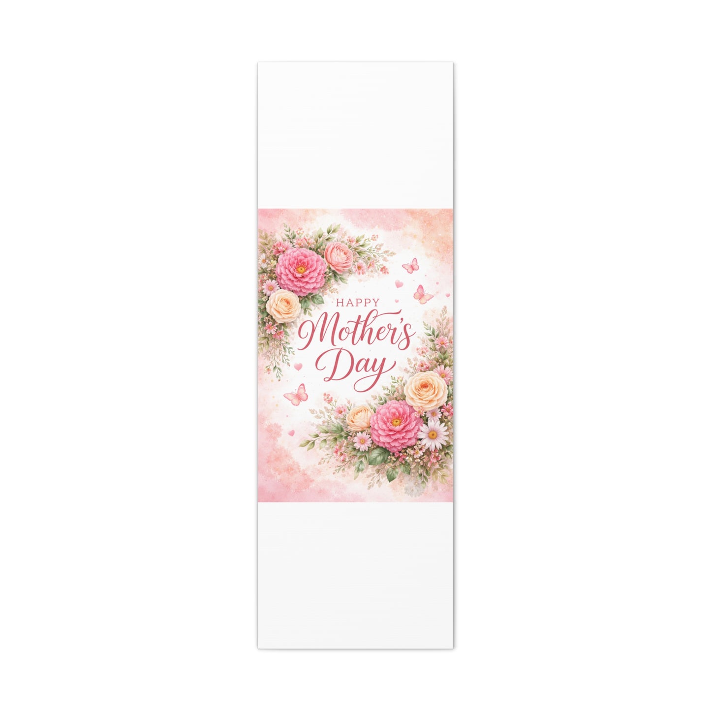 Mother's Day Canvas Wall Art - "Happy Mother's Day" Floral Stretched Matte Print