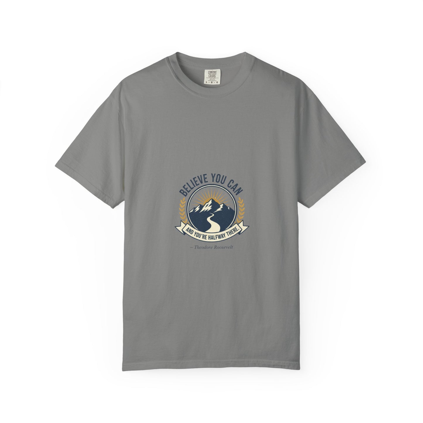 Believe You Can Mountain Motif T-Shirt