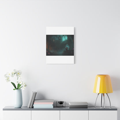 Gothic Romance Matte Canvas Wall Art — Enchanted Ruins with Lovers