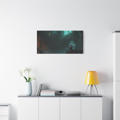 Gothic Romance Matte Canvas Wall Art — Enchanted Ruins with Lovers