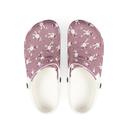 EVA Clogs — Floral Bunny Print Foam Slip-Ons