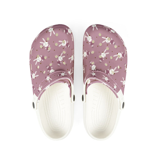 EVA Clogs — Floral Bunny Print Foam Slip-Ons