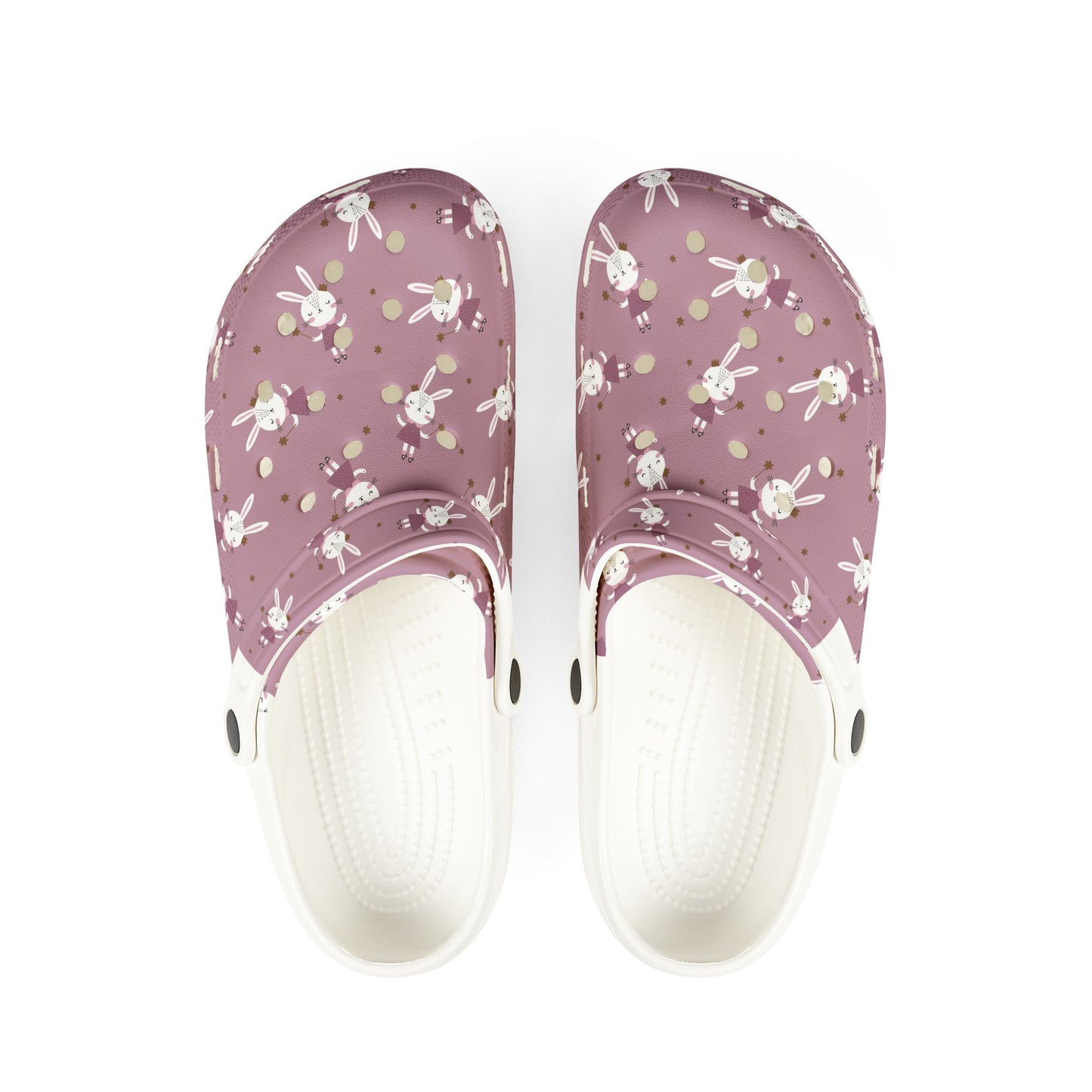 EVA Clogs — Floral Bunny Print Foam Slip-Ons