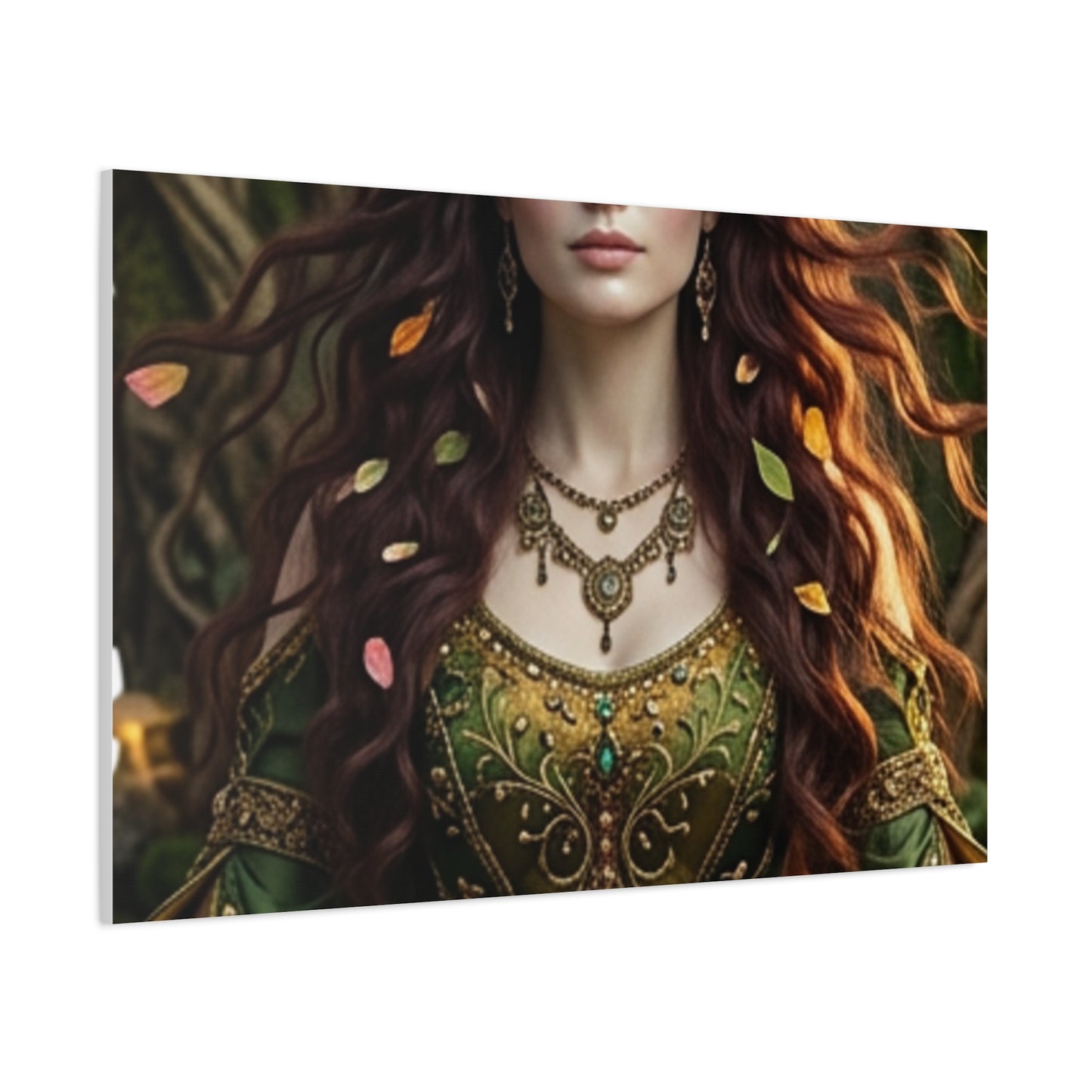 Forest Goddess Canvas Print – Ethereal Redhead Portrait Matte Stretched Wall Art