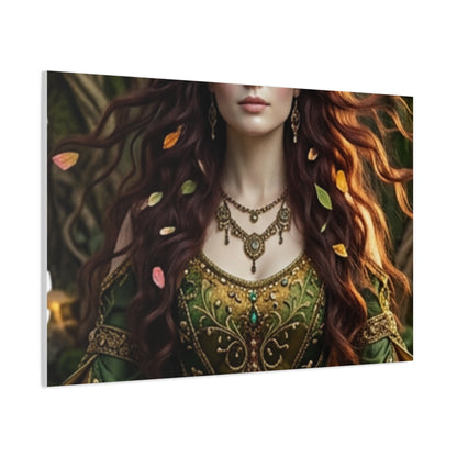 Forest Goddess Canvas Print – Ethereal Redhead Portrait Matte Stretched Wall Art