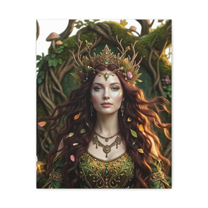 Forest Goddess Canvas Print – Ethereal Redhead Portrait Matte Stretched Wall Art