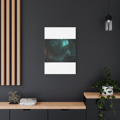 Gothic Romance Matte Canvas Wall Art — Enchanted Ruins with Lovers