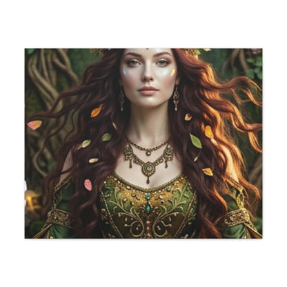 Forest Goddess Canvas Print – Ethereal Redhead Portrait Matte Stretched Wall Art