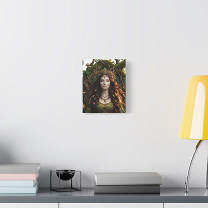 Forest Goddess Canvas Print – Ethereal Redhead Portrait Matte Stretched Wall Art