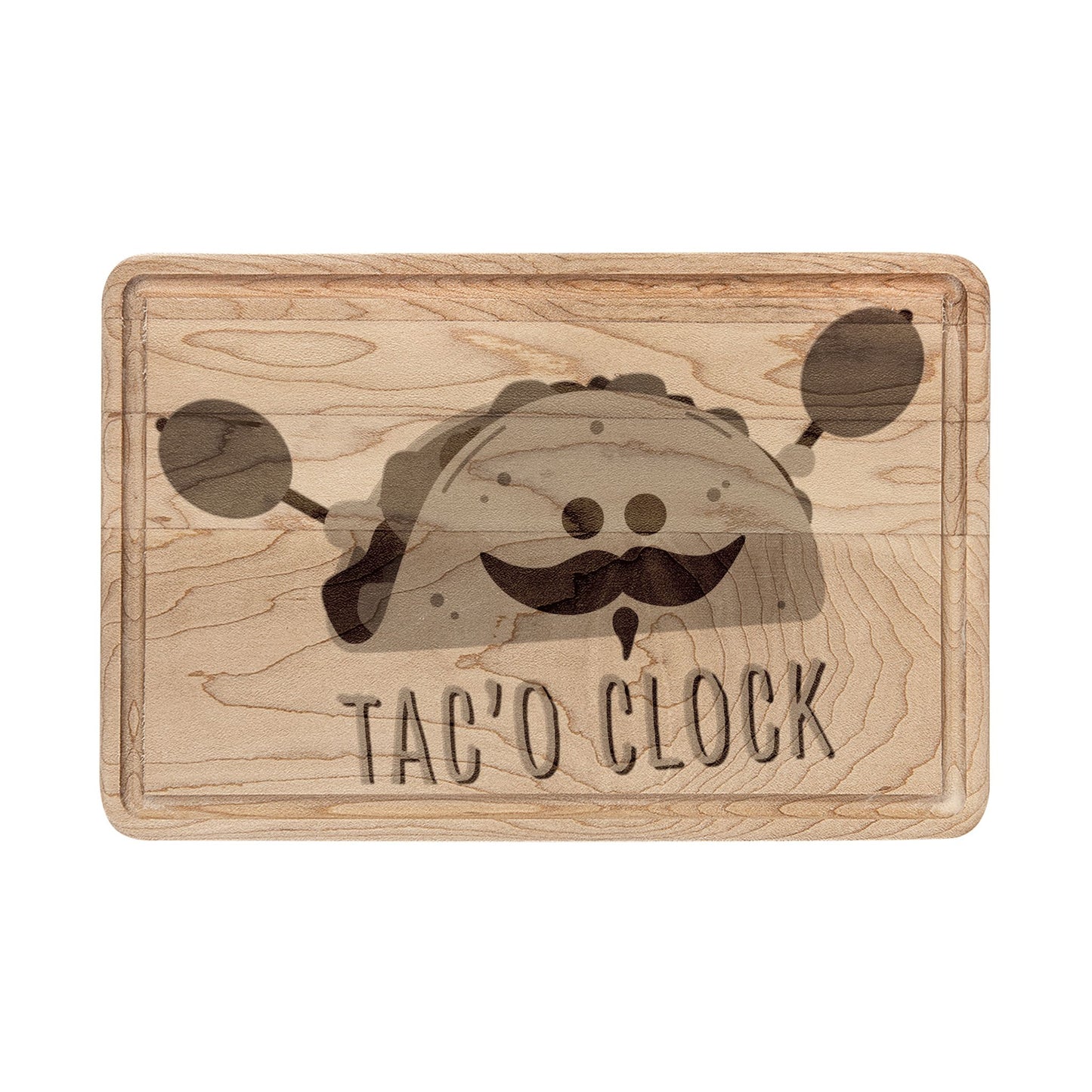 Taco Clock Engraved Wooden Cutting Board