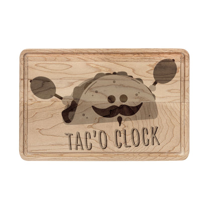 Taco Clock Engraved Wooden Cutting Board