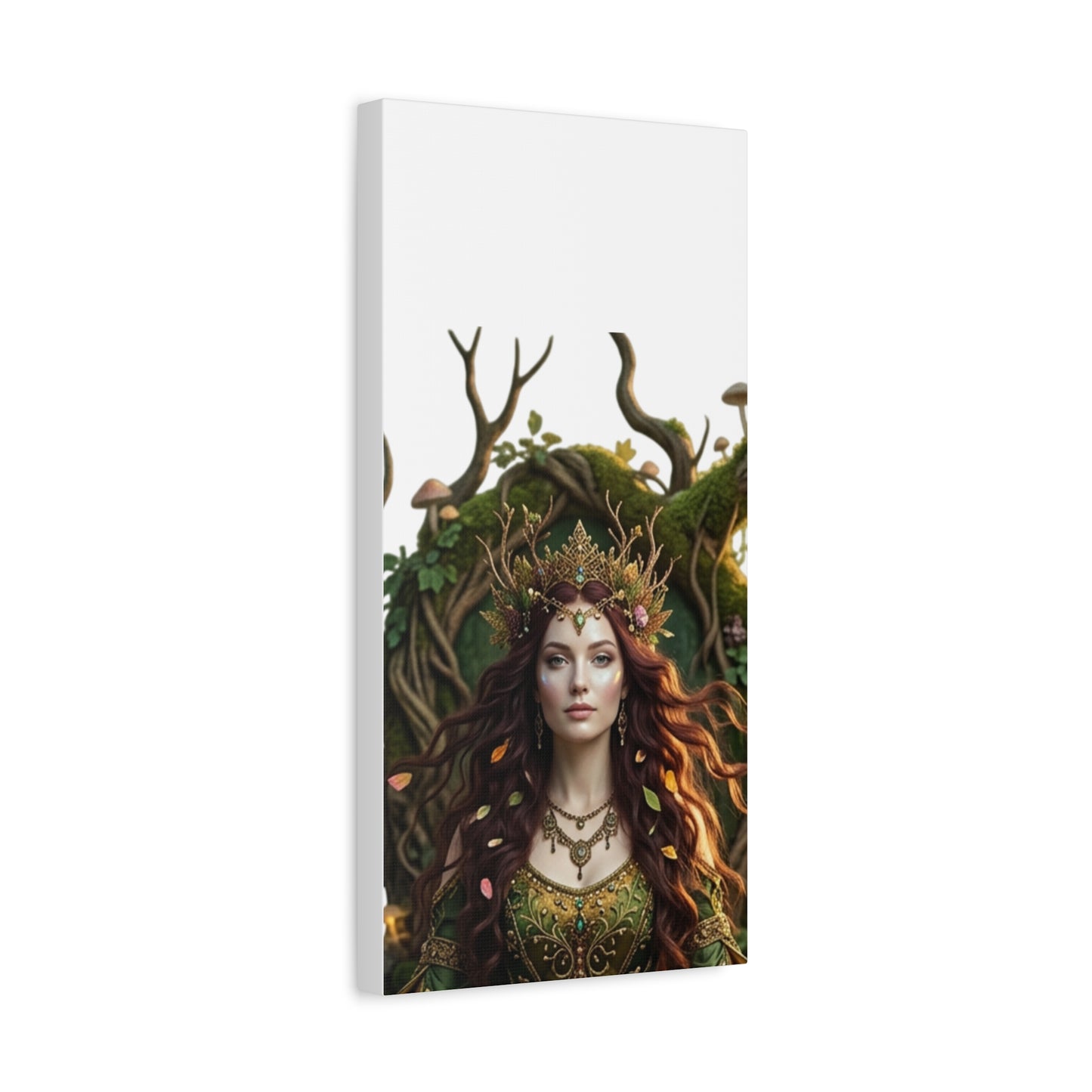 Forest Goddess Canvas Print – Ethereal Redhead Portrait Matte Stretched Wall Art