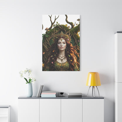 Forest Goddess Canvas Print – Ethereal Redhead Portrait Matte Stretched Wall Art