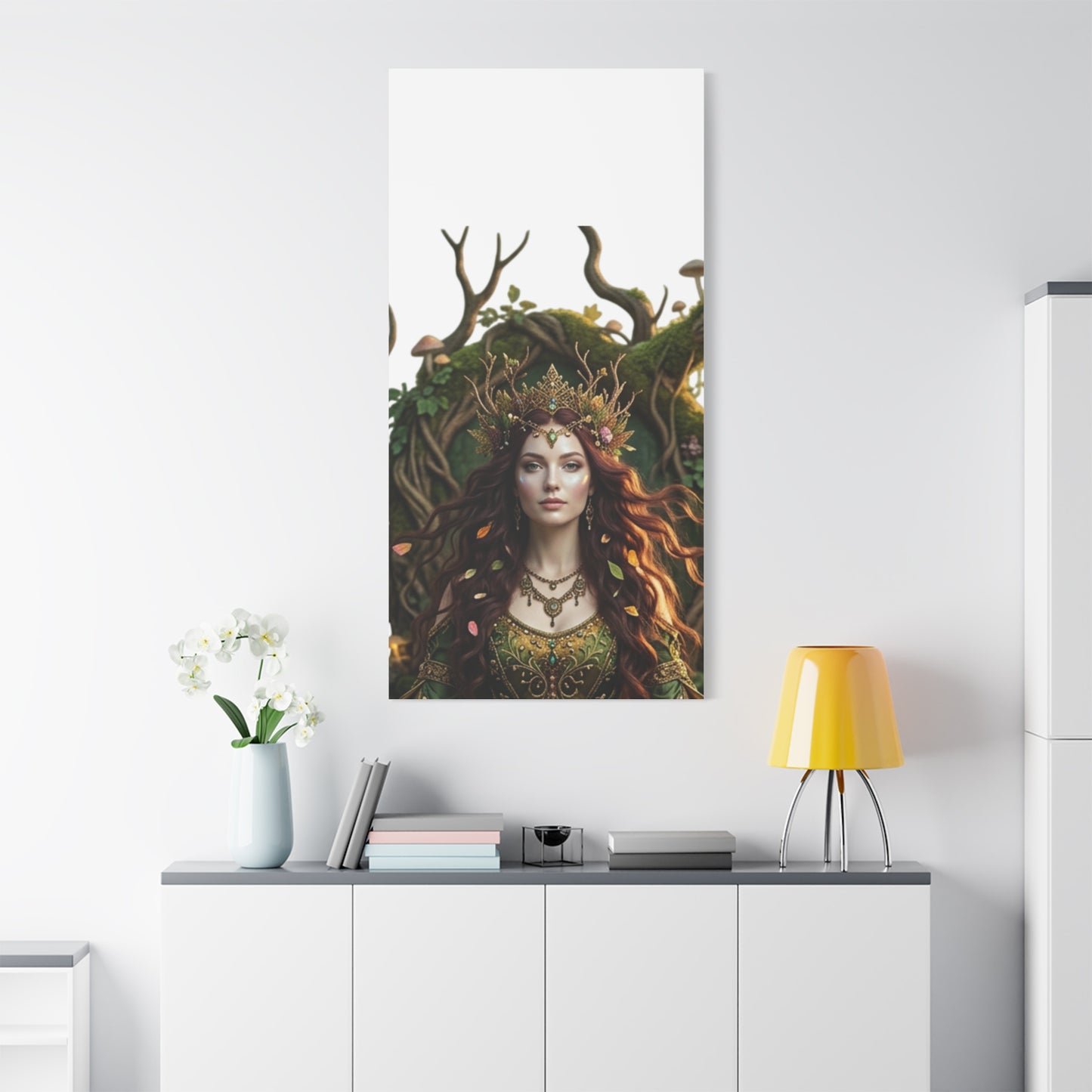 Forest Goddess Canvas Print – Ethereal Redhead Portrait Matte Stretched Wall Art