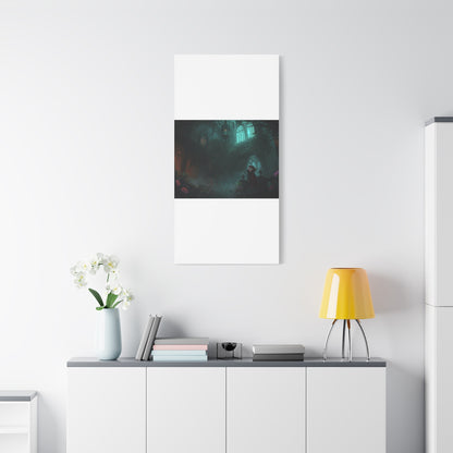 Gothic Romance Matte Canvas Wall Art — Enchanted Ruins with Lovers