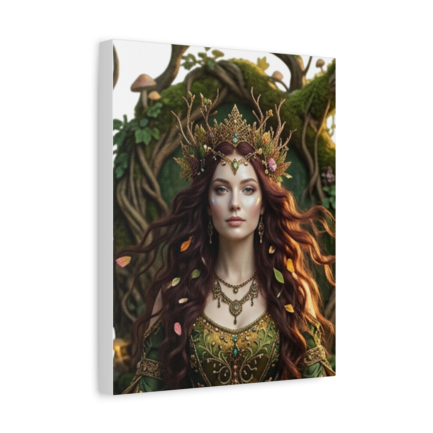 Forest Goddess Canvas Print – Ethereal Redhead Portrait Matte Stretched Wall Art
