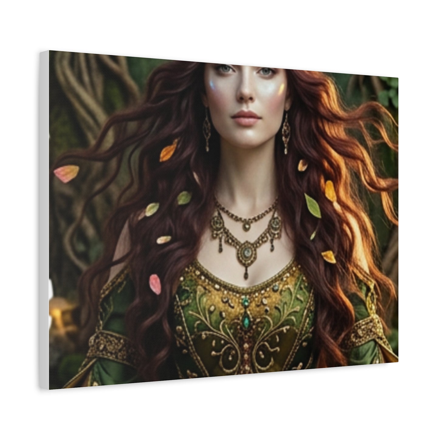 Forest Goddess Canvas Print – Ethereal Redhead Portrait Matte Stretched Wall Art