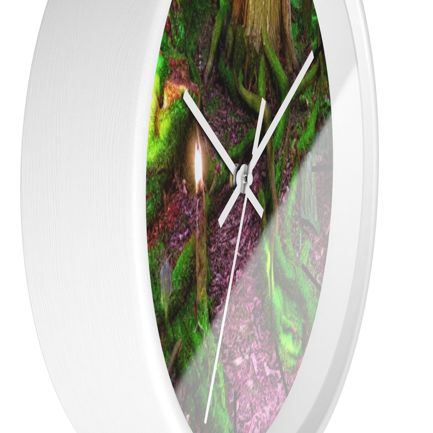 Enchanted Forest Wall Clock — Mossy Tree Roots with Candlelight