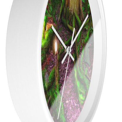 Enchanted Forest Wall Clock — Mossy Tree Roots with Candlelight