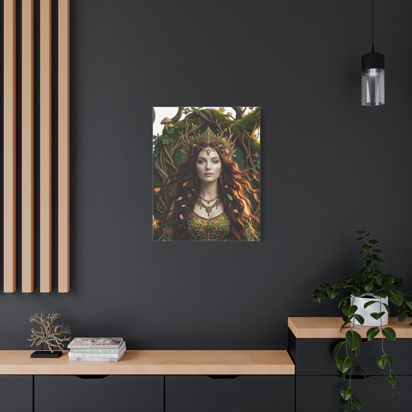 Forest Goddess Canvas Print – Ethereal Redhead Portrait Matte Stretched Wall Art