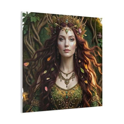 Forest Goddess Canvas Print – Ethereal Redhead Portrait Matte Stretched Wall Art