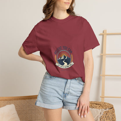 Believe You Can Mountain Motif T-Shirt