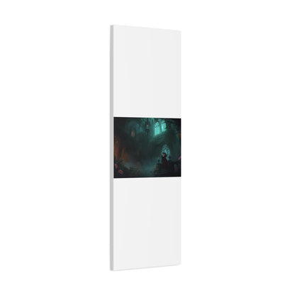 Gothic Romance Matte Canvas Wall Art — Enchanted Ruins with Lovers