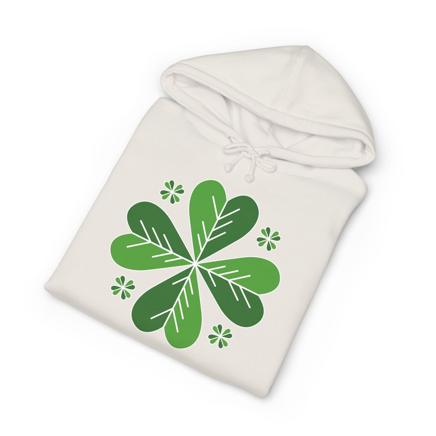 St. Patrick’s Day Clover Hoodie — Green Four-Leaf Shamrock Design
